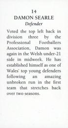 1993 CCFC Cardiff City Class of 1992-1993 #14 Damon Searle Back