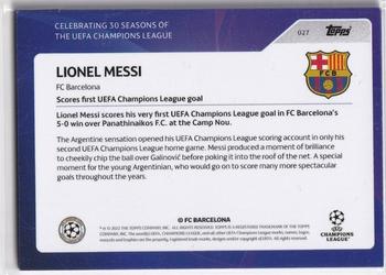 2022 Topps UEFA Champions League 30 Seasons Celebration - Blue Foil #027 Lionel Messi Back