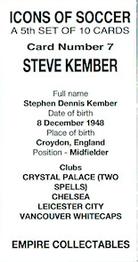 2023 Empire Collectables Icons of Soccer (Set 5) #7 Steve Kember Back