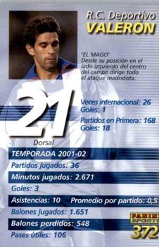 2002-03 Panini Liga Megafichas #372 Valeron Back