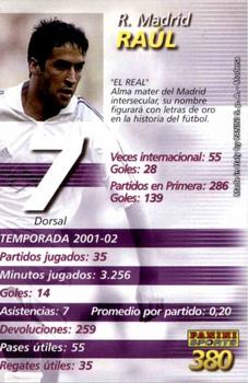 2002-03 Panini Liga Megafichas #380 Raul Back