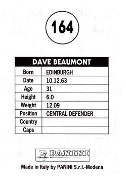 1995 Panini Scottish Premier League #164 Dave Beaumont Back