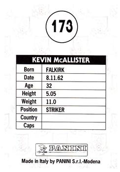 1995 Panini Scottish Premier League #173 Kevin McAllister Back