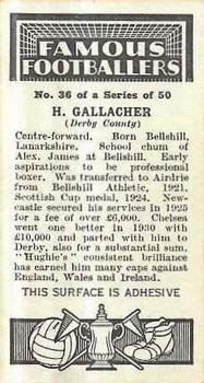 1936 Godfrey Phillips Famous Footballers #36 Hughie Gallacher Back