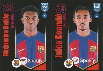 2024 Panini FIFA 365 Stickers #154a/154b Alejandro Balde / Jules Koundé Front