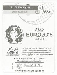 2016 Panini UEFA Euro Stickers - Update Set #366x Lucas Vázquez Back