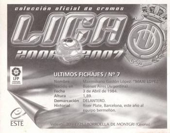 2006-07 Panini Liga Este Stickers - Ultimos Fichajes #7 Maxi Lopez Back