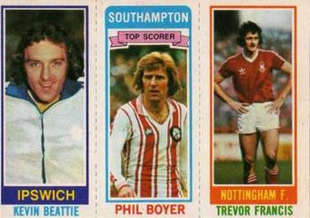 1980-81 Topps Footballer (Pink Back) #29 / 49 / 64 Kevin Beattie / Phil Boyer / Trevor Francis Front