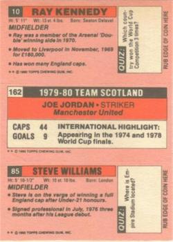 1980-81 Topps Footballer (Pink Back) #85 / 162 / 10 Steve Williams / Joe Jordan / Ray Kennedy Back