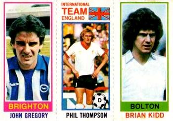 1980-81 Topps Footballer (Pink Back) #146 / 122 / 177 John Gregory / Phil Thompson / Brian Kidd Front
