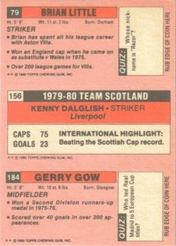 1980-81 Topps Footballer (Pink Back) #184 / 156 / 79 Gerry Gow / Kenny Dalglish / Brian Little Back