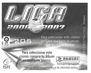 2006-07 Panini Liga Este Stickers (Mexico Version) #205 Cicinho Back