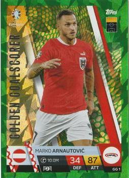 2024 Topps Match Attax Euro 2024 Germany - Golden Goalscorer Green Emerald Holograph #GG1 Marko Arnautović Front