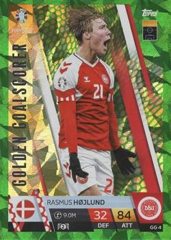 2024 Topps Match Attax Euro 2024 Germany - Golden Goalscorer Green Emerald Holograph #GG4 Rasmus Højlund Front