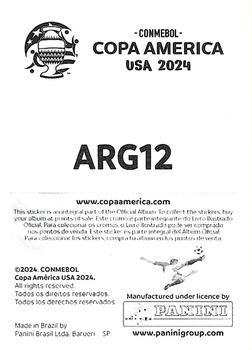 2024 Panini CONMEBOL Copa America USA Stickers #ARG12 Exequiel Palacios Back