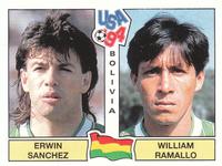 1994 Panini World Cup (UK and Eire Edition, Green Backs) #221 Erwin Sanchez / William Ramallo Front