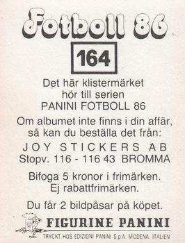 1986 Panini Fotboll 86 Allsvenskan och Division II #164 Rolf Ola Nilsson Back