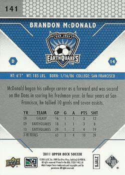 2011 Upper Deck MLS #141 Brandon McDonald Back