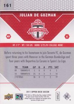 2011 Upper Deck MLS #161 Julian de Guzman Back