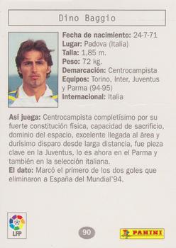 1996 Panini Estrellas Europeas #90 D. Baggio Back