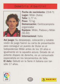1996 Panini Estrellas Europeas #97 Albertini Back