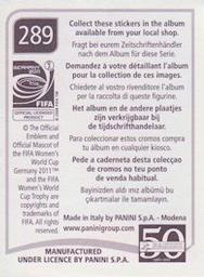2011 Panini FIFA Women's World Cup Stickers #289 Caitlin Foord Back