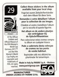 2011 Panini FIFA Women's World Cup Stickers #29 Saskia Bartusiak Back