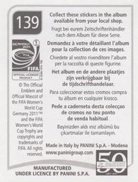 2011 Panini FIFA Women's World Cup Stickers #139 Hannah Wilkinson Back