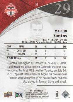 2011 SP Game Used #51 Maicon Santos Back