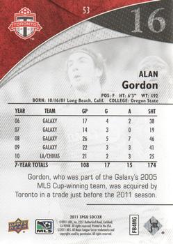 2011 SP Game Used #53 Alan Gordon Back