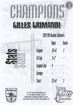 1999 Futera Arsenal Fans' Selection #73 Gilles Grimandi Back