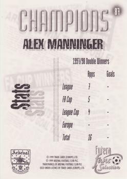 1999 Futera Arsenal Fans' Selection #87 Alex Manninger Back