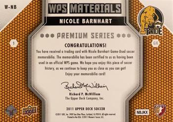 2011 Upper Deck MLS - WPS Materials Premium Series #W-NB Nicole Barnhart Back