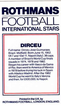 1984 Rothmans Football International Stars #NNO Dirceu Back