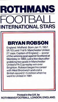 1984 Rothmans Football International Stars #NNO Bryan Robson Back