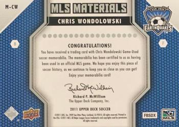 2011 Upper Deck MLS - MLS Materials #M-CW Chris Wondolowski Back