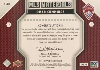 2011 Upper Deck MLS - MLS Materials #M-OC Omar Cummings Back
