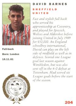 1992 Panini UK Players Collection #204 David Barnes Back