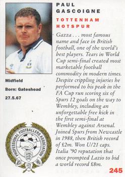 1992 Panini UK Players Collection #245 Paul Gascoigne Back