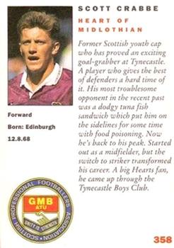 1992 Panini UK Players Collection #358 Scott Crabbe Back