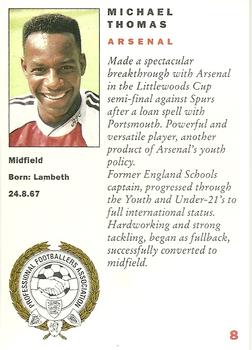 1992 Panini UK Players Collection #8 Michael Thomas Back