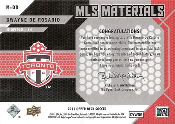 2011 Upper Deck MLS - MLS Materials Quad #M-DD Dwayne De Rosario Back