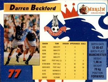 1993 Merlin's Premier League #77 Darren Beckford Back
