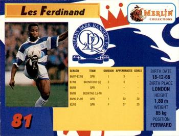 1993 Merlin's Premier League #81 Les Ferdinand Back