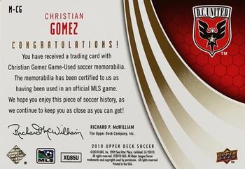 2010 Upper Deck MLS - MLS Materials #M-CG Christian Gomez Back