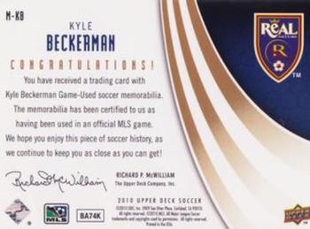 2010 Upper Deck MLS - MLS Materials Premium Series #M-KB Kyle Beckerman Back