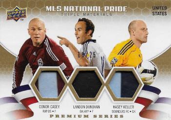 2010 Upper Deck MLS - National Pride Triple Materials Premium Series #NPM-CDK Landon Donovan / Kasey Keller / Conor Casey Front