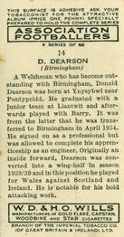 1939-40 Wills's Association Footballers #14 Donald Dearson Back