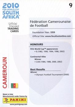 2010 Panini Premium World Cup #9 Cameroun Logo Back