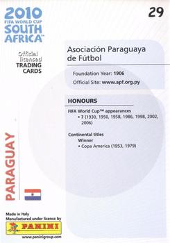 2010 Panini Premium World Cup #29 Paraguay Logo Back